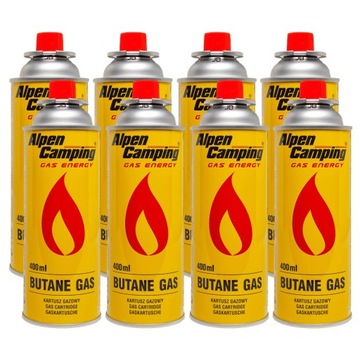 8x GAZ KARTUSZ NABÓJ WKŁAD GAZOWY ALPEN CAMPING 400ml 227g ZESTAW 8 szt.