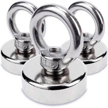 MAGNES NEODYMOWY 20 kg / Ø25 mm w Obudowie z Uchwytem, N52 - Mocny, 3 szt.