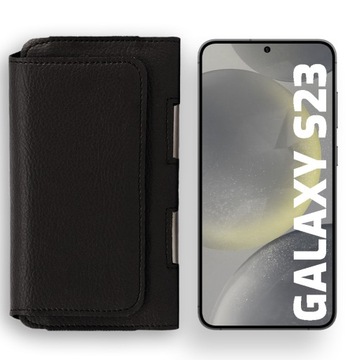 LEO ETUI CASE POKROWIEC KABURA FUTERAŁ SKÓRZANE do GALAXY S23 CZARNY