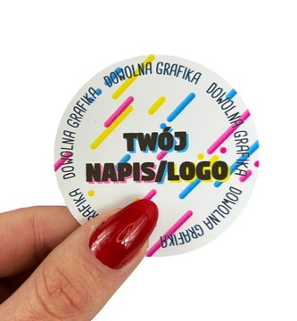 NAKLEJKI ETYKIETY Z TWOIM LOGO OKRĄGŁE REKLAMOWE KOLOROWE 5CM 90SZT
