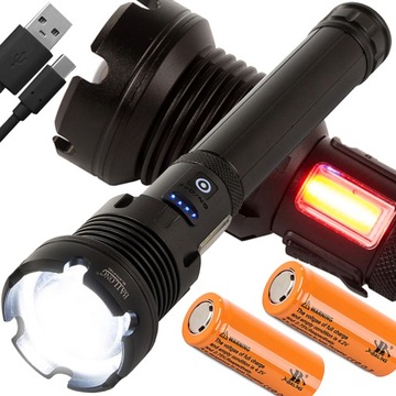 LATARKA TAKTYCZNA BAILONG LED XHP160 COB ZOOM BARDZO MOCNA ALUMINIOWA USB