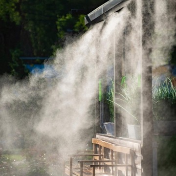 ВЕНТИЛЯТОР, СИСТЕМА ТУМЫВАНИЯ ТЕРРАСЫ С РАСПЫЛИТЕЛЕМ ВОДЫ + ШЛАНГ 5 М