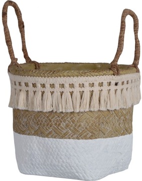 КОРЗИНА ИЗ РОТАНГА, БЕТОННЫЙ ЦВЕТОЧНЫЙ ГОРШОК, КРЫШКА В БОХО