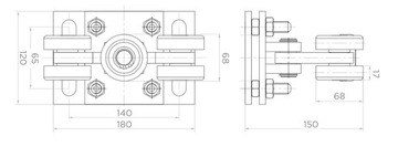 КОМПЛЕКТ ТЕЛЕЖЕК РАЗДВИЖНЫЕ ВОРОТА 5 РОЛИКОВ 80x80x5