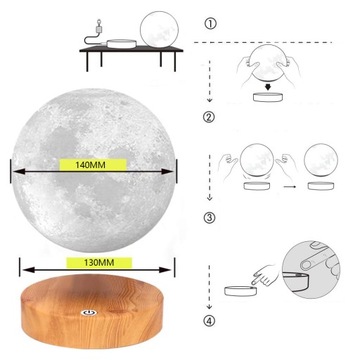 ЛЕВИТИРУЮЩАЯ ЛУНА НОЧНИК 3D MOON LED 3 ЦВЕТА
