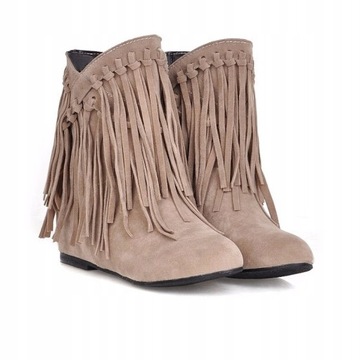2023 Damskie buty zimowe jesienne z frędzlami boho