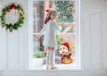 РОЖДЕСТВЕНСКАЯ наклейка на окно Merry CLAUS № 7.