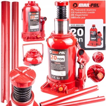 PODNOŚNIK HYDRAULICZNY SŁUPKOWY 20 TON LEWAREK BUTELKOWY 20T