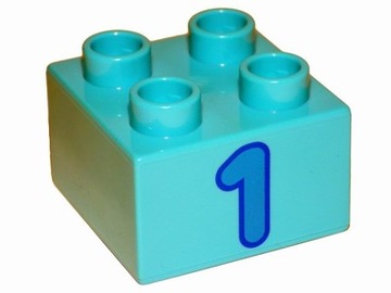 LS NOWE LEGO DUPLO TEMATYCZNY KLOCEK 2x2 CYFRA 1