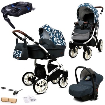 Wózek 4w1 dziecięcy BabyLux Optimal + baza Isofix
