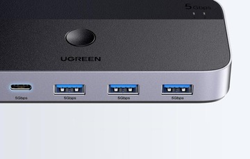 Ugreen CM662 Переключатель USB 3.0 Переключатель 2-в-4 + 2 кабеля USB-A — деталь