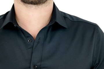 DANIEL BESSI Koszula męska fb003L czarna, lycra 2XL 45/46