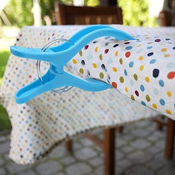 4 X DUŻE KLIPSY SPINACZE KLAMRY DO RĘCZNIKÓW LEŻAKÓW POŚCIELI BIAŁE 16 cm