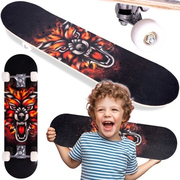 DESKOROLKA DREWNIANA DLA DZIECI ABEC-5 KOŁA 50MM DWUSTRONNA LEW DŁ. 77CM