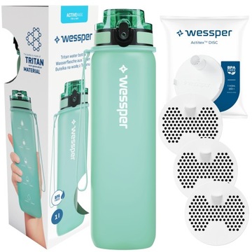 Bidon do szkoły dla dzieci butelka filtrująca Wessper 1l + 3x Filtr węglowy