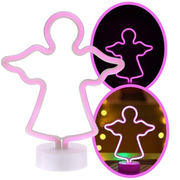 Lampka neonowa LED 23,5 x30cm ANIOŁEK RÓŻOWY ANIOŁ