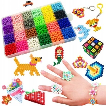 KORALIKI WODNE DUŻY ZESTAW SZABLONY AKCESORIA MAGIC BEADS 2800szt PREZENT
