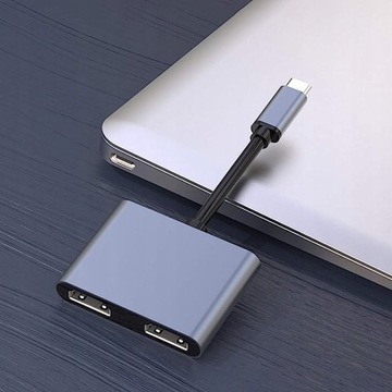 АДАПТЕР-ХАБ 4 В 1 2X HDMI 4K ПОДАЧА ПИТАНИЯ USB ДОК-СТАНЦИЯ USB C