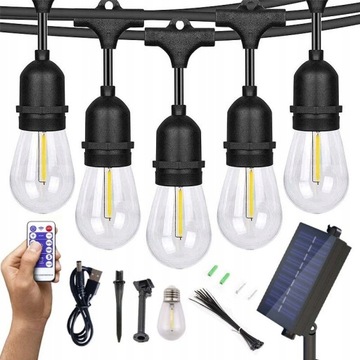 GIRLANDA SOLARNA LAMPKI OGRODOWE 14.6M 15LED S14