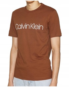 Calvin Klein _ Jasny Brązowy T-shirt CK logo _ M