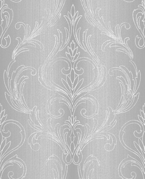 Tapeta srebrna winylowa wzór białe ornamenty wzory