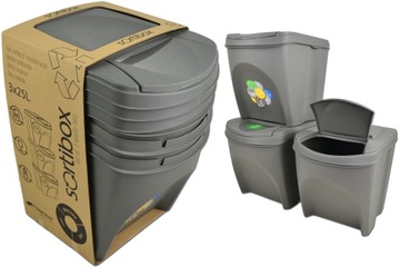 Набор корзин-контейнеров для сортировки мусора 3х25л