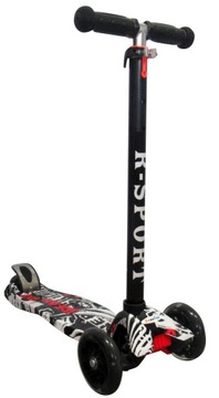 ТРЕХКОЛЕСНЫЙ БАЛАНСИРОВАННЫЙ СКУТЕР ЧЕРНЫЙ ГРАФФИТИ LED