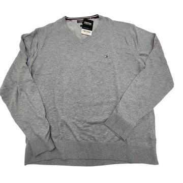 Tommy Hilfiger sweter szary serek/dekolt V rozmiar XL