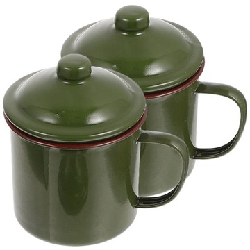 Kubek emaliowany Filiżanka Kawy z Pokrywką Vintage Espresso