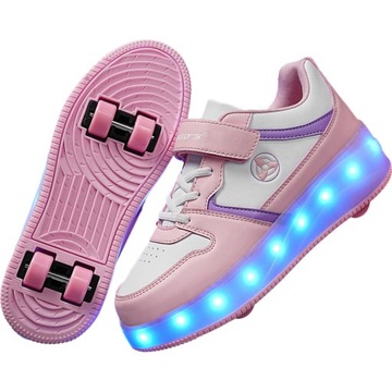 NOWY SWIECACE BUTOROLKI BUTY Z ROLKAMI LED ROLKI WROTKI R.29-38