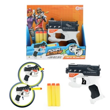 TOI-TOYS FOAM STRIKEX PISTOLET WHITE S +3 STRZAŁKI