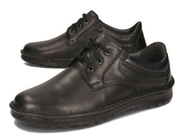 BUTY MĘSKIE SKÓRZANE TĘGIE SZYTE 015/15 CZARNY 41