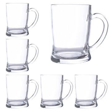 KUBEK SZKLANKA Z UCHEM SZKLANKI ZESTAW KOMPLET 350 ml 6 szt