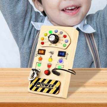 Przełączniki Busy Board LED Drewniana tablica sensoryczna Zabawki podróżne Wczesna edukacja