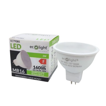 Żarówka LED reflektor halogen MR16 2W 3000K barwa ciepła 160LM ECOLIGHT