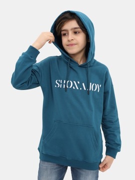 BLUZA CHŁOPIĘCA DRESOWA Z KAPTUREM morski 116-122