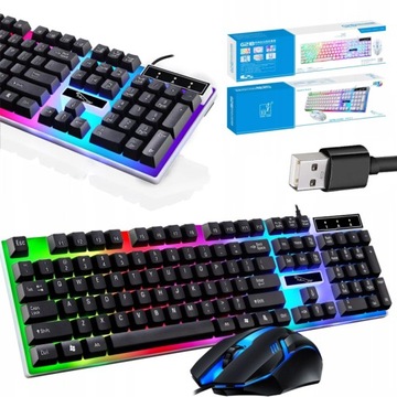 ZESTAW KLAWIATURA GAMINGOWA MYSZ PODŚWIETLANA RGB