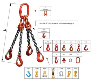 ЦЕПЬ ОДИНАРНАЯ 2,4М 4C 4,25T КРЮК ДЛЯ УКОРАЧИВАНИЯ
