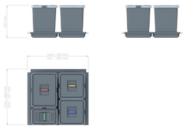 METROPOLIS PTC28 06050 2F Сортировщик мусора для ящика в шкафу 60 см