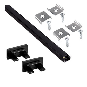 Profil LED Aluminiowy do Taśm 10mm Nawierzch Czarny Klosz 2m Czarny