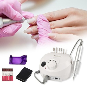 FREZARKA DO PAZNOKCI MANICURE PEDICURE MOCNA PROFESJONALNA 65W FREZY ZESTAW