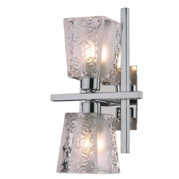 Kinkiet Podwójny Chromowany Szkalne Klosze Lampa