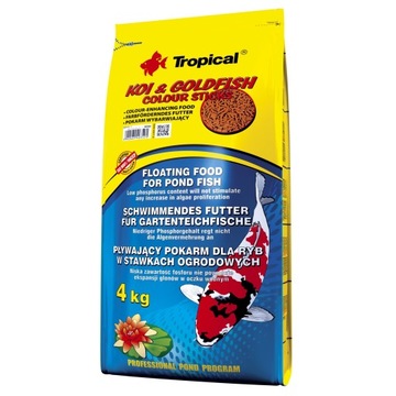 Tropical Koi&Goldfish Colour Pływające pałeczki pokarm dla karpi KOI 4kg
