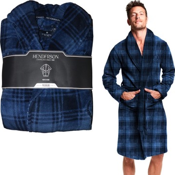 HENDERSON szlafrok męski elegancka linia PREMIUM komfortowy ciepły roz. M