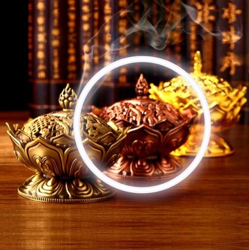 Курильница Lotus медного цвета.
