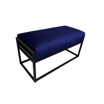 Pufa welurowa granatowa duża na metalowym czarnym stelażu 84x40 cm