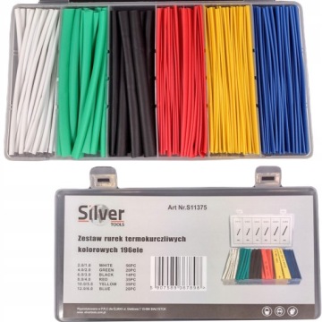 SILVER ZESTAW RURKI KOSZULKI TERMOKURCZLIWE KOLOROWE 196EL ORGANIZER S11375