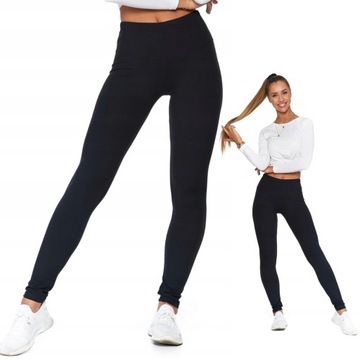 Legginsy Prążkowane Damskie z Wysokim Stanem Modne Fit Getry MORAJ S/M
