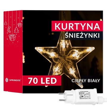 DUŻE GWIAZDY WISZĄCE LAMPKI LED KURTYNA SOPLE 2m