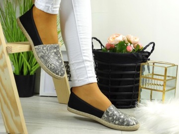 ESPADRYLE BALERINKI TENISÓWKI BLACK-SNAKE 39